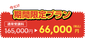 今だけ期間限定プラン165000円→66000円